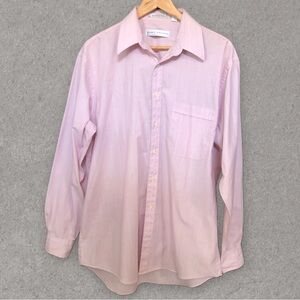 Vintage Pink White Pin Stripe Long Sleeve Henry Grethel Button Down Shirt 16